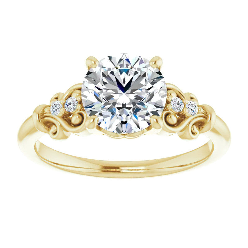 Round Moissanite Scroll Engagement Ring