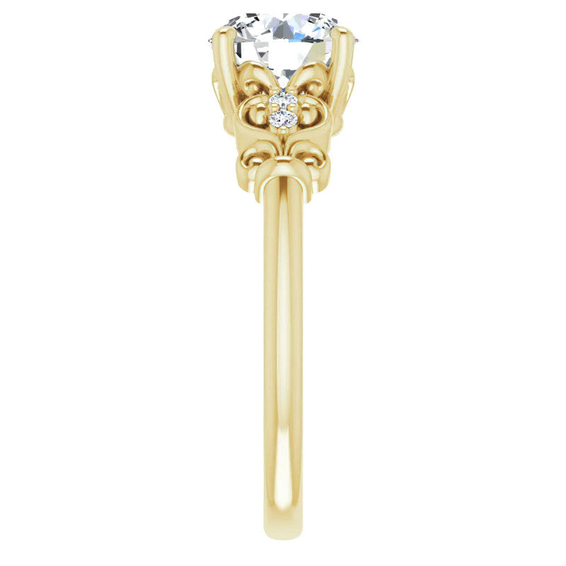 Round Moissanite Scroll Engagement Ring