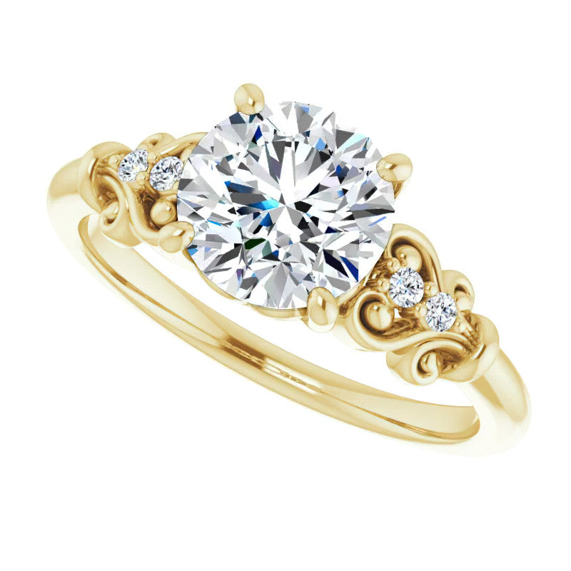 Round Moissanite Scroll Engagement Ring
