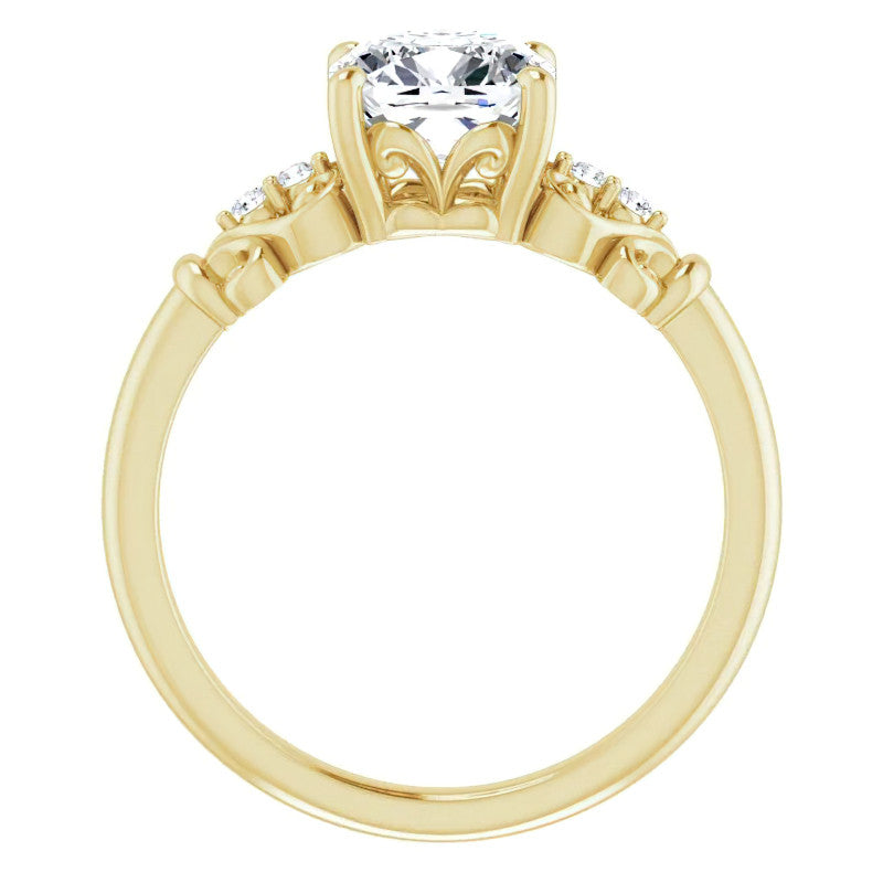 Cushion Scroll Engagement Ring