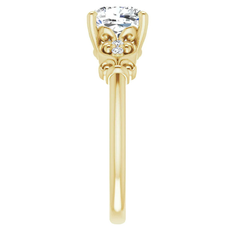 Cushion Scroll Engagement Ring