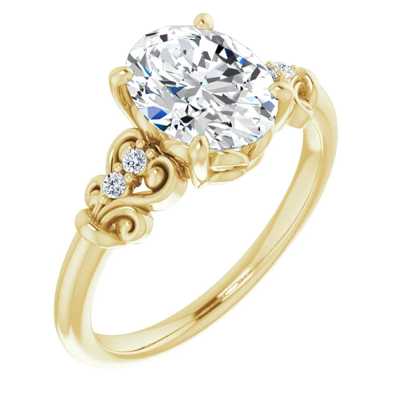 Oval Cut Scroll Engagement Ring