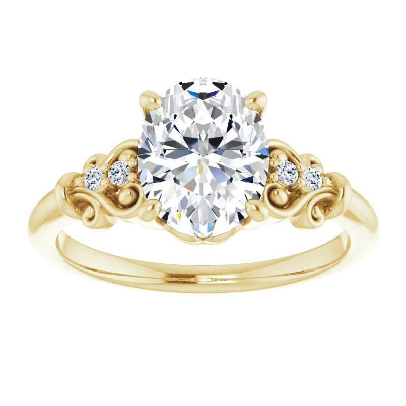 Oval Cut Scroll Engagement Ring