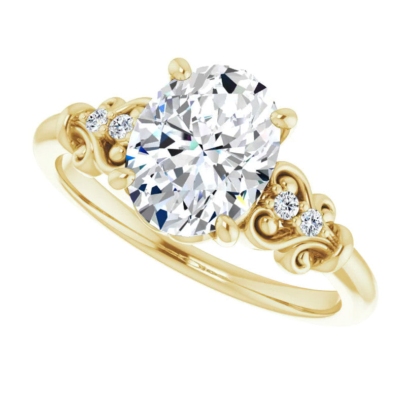 Oval Cut Scroll Engagement Ring