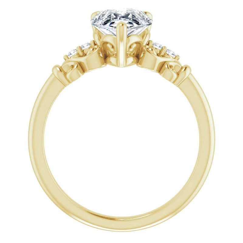 Pear Scroll Engagement Ring