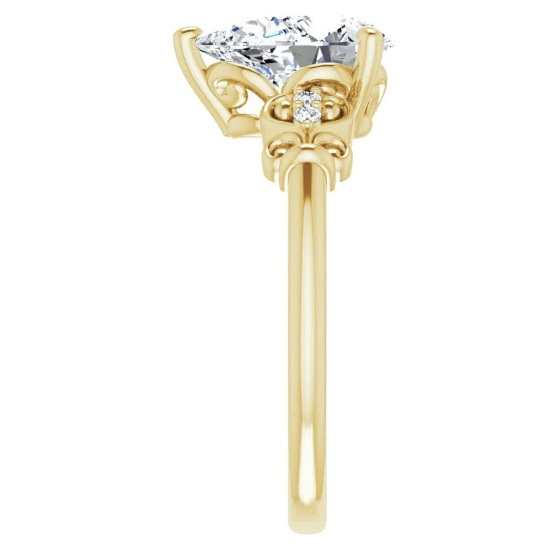 Pear Scroll Engagement Ring