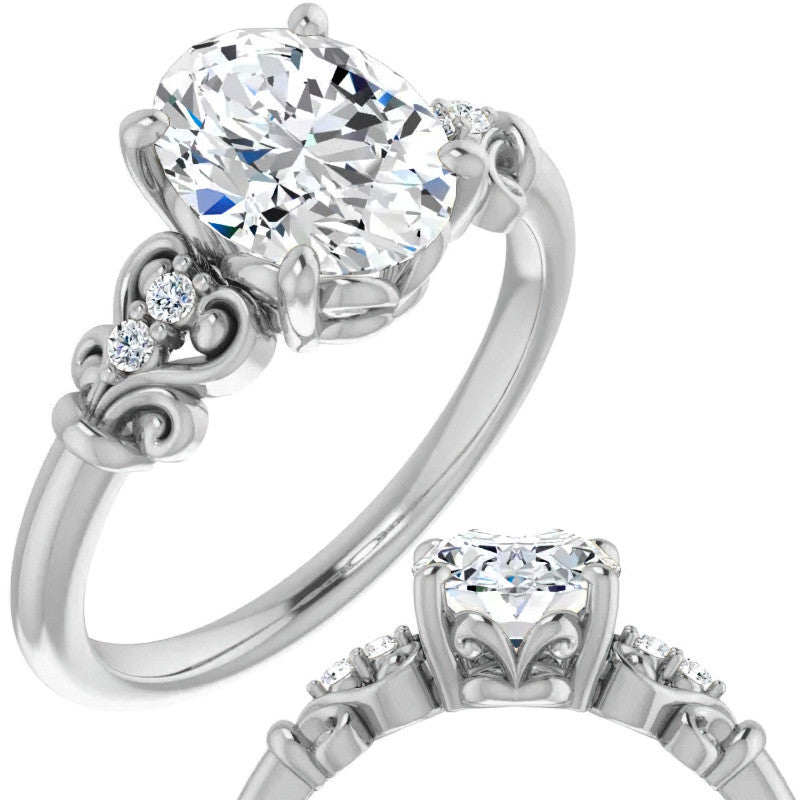 Oval Cut Scroll Engagement Ring