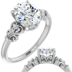 Oval Cut Scroll Engagement Ring