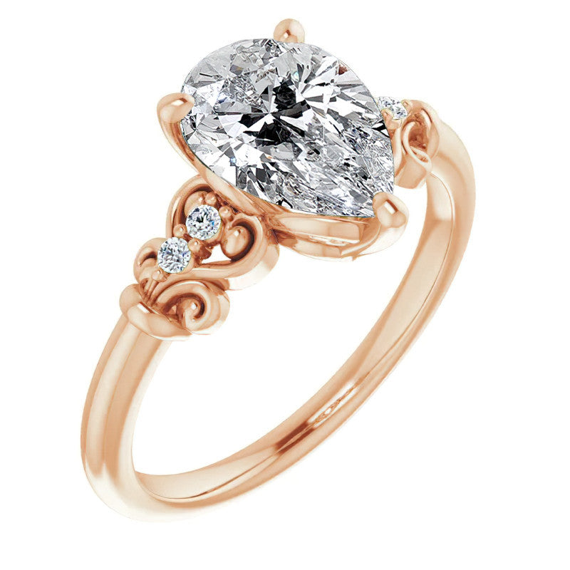 Pear Scroll Engagement Ring