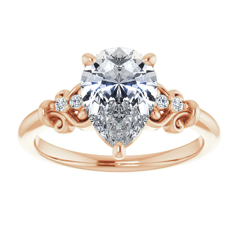 Pear Scroll Engagement Ring