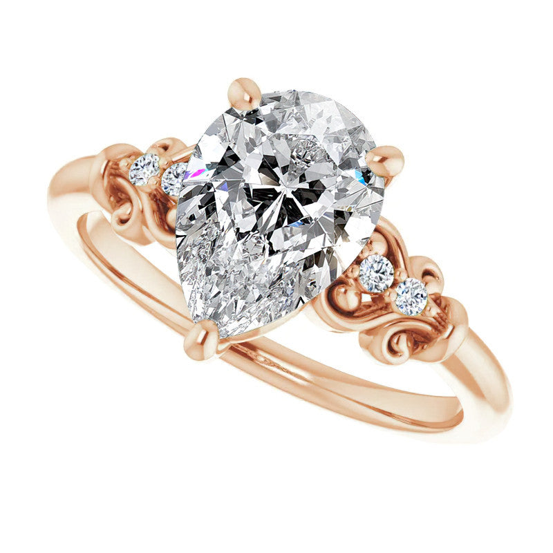 Pear Scroll Engagement Ring