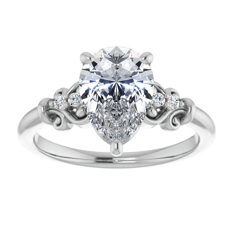 Pear Scroll Engagement Ring