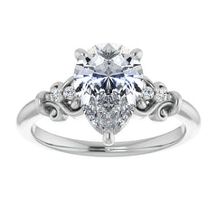 Pear Scroll Engagement Ring