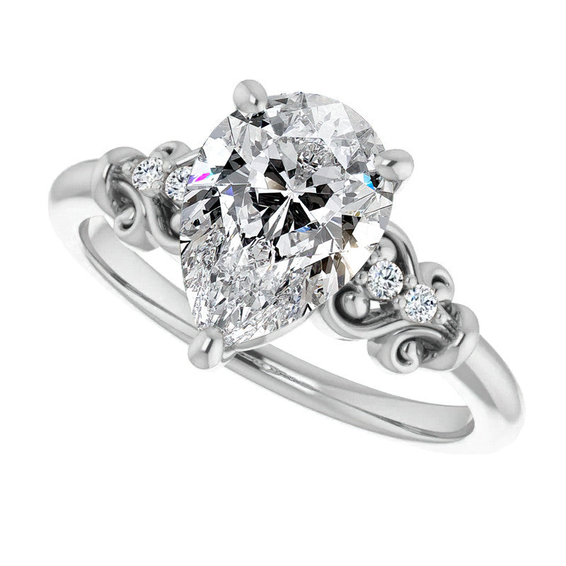 Pear Scroll Engagement Ring