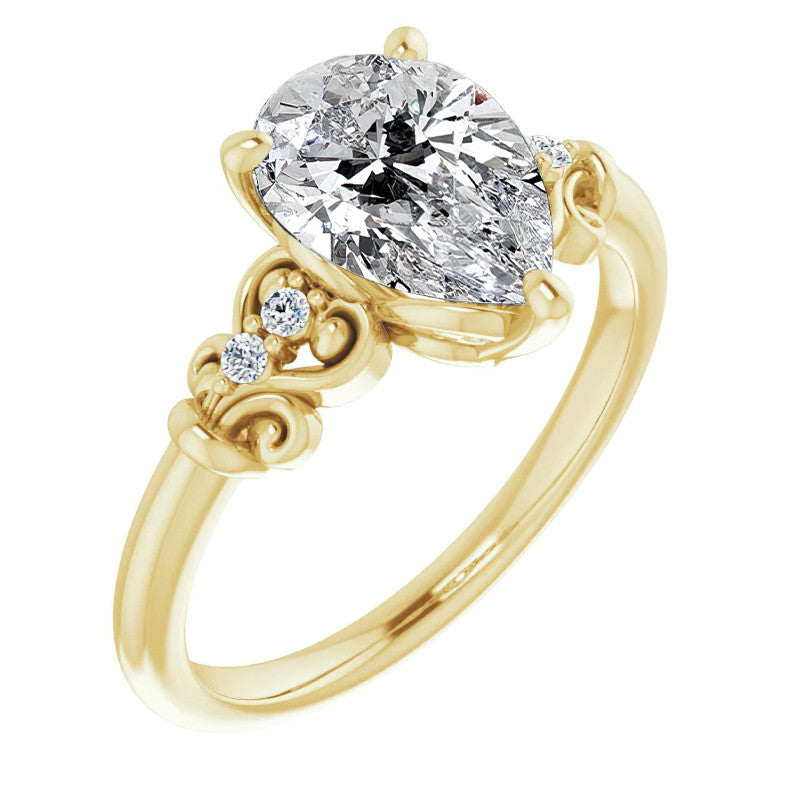 Pear Scroll Engagement Ring