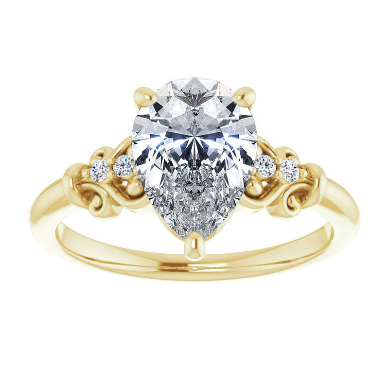 Pear Scroll Engagement Ring