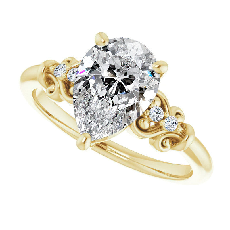 Pear Scroll Engagement Ring