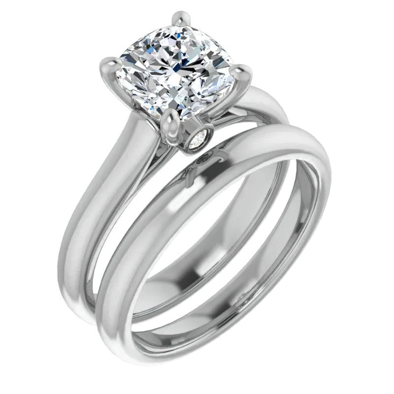 Cushion Moissanite Cathedral Engagement Ring