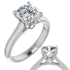 Cushion Moissanite Cathedral Engagement Ring