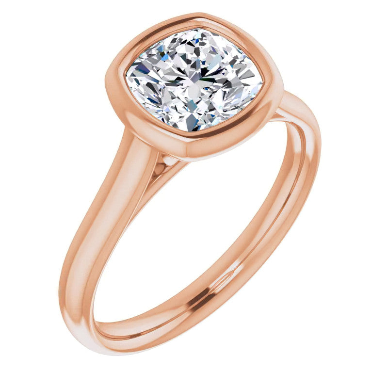 Cushion Moissanite Petite Bezel Solitaire