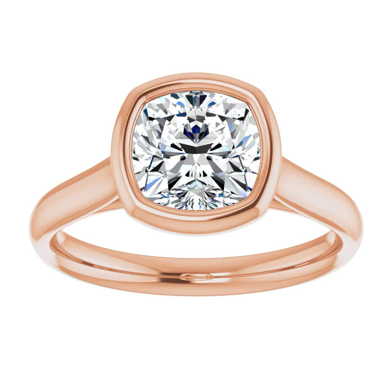 Cushion Moissanite Petite Bezel Solitaire