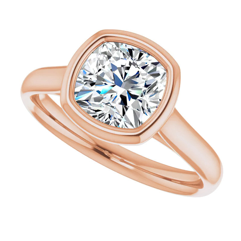 Cushion Moissanite Petite Bezel Solitaire
