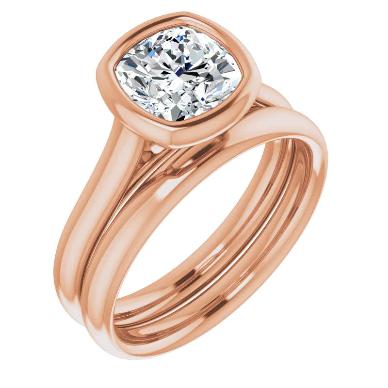 Cushion Moissanite Petite Bezel Solitaire