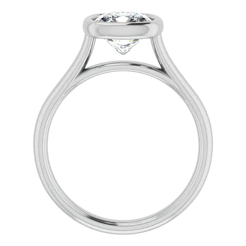 Cushion Moissanite Petite Bezel Solitaire