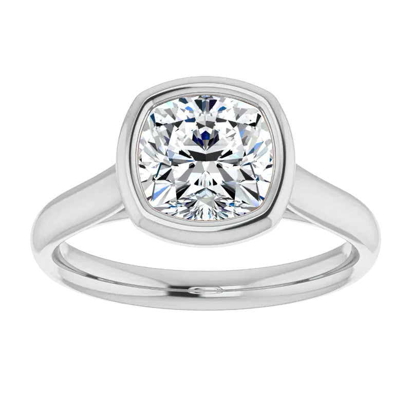 Cushion Moissanite Petite Bezel Solitaire