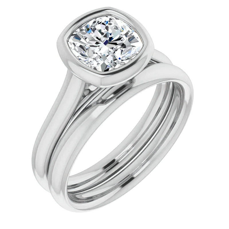 Cushion Moissanite Petite Bezel Solitaire
