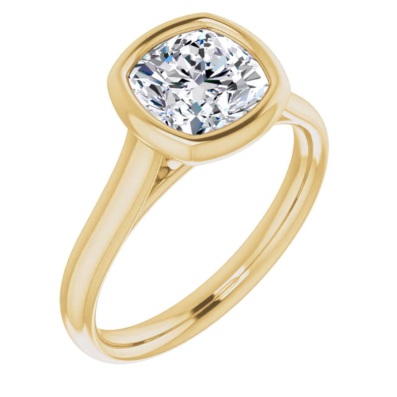 Cushion Moissanite Petite Bezel Solitaire