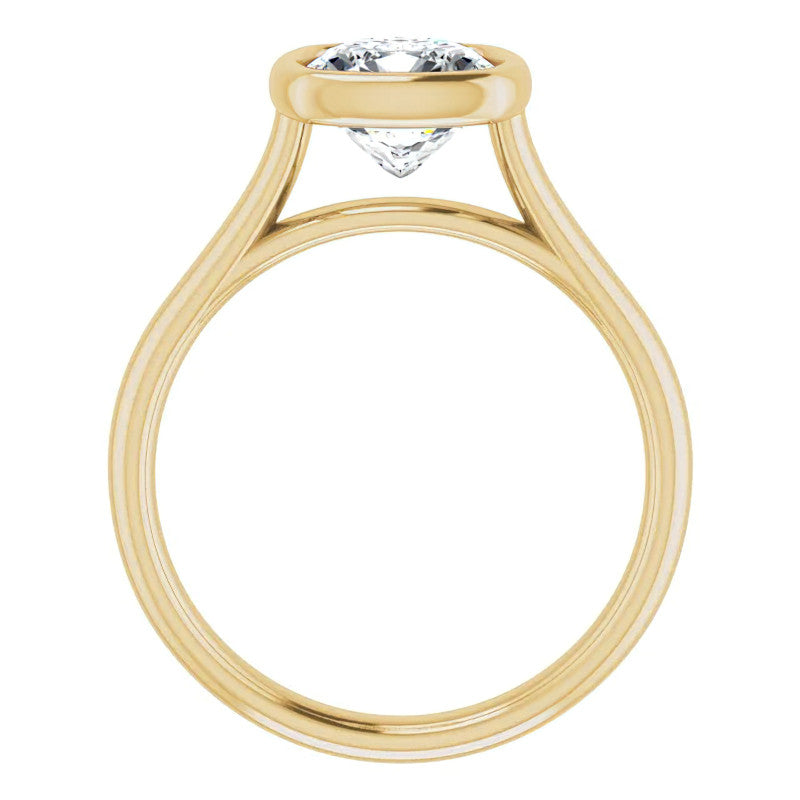Cushion Moissanite Petite Bezel Solitaire