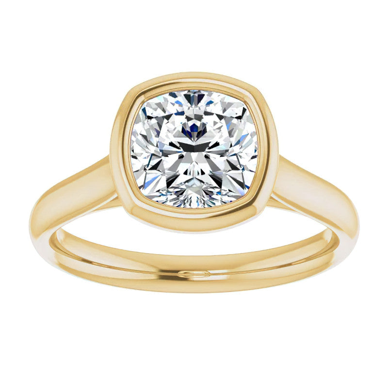 Cushion Moissanite Petite Bezel Solitaire