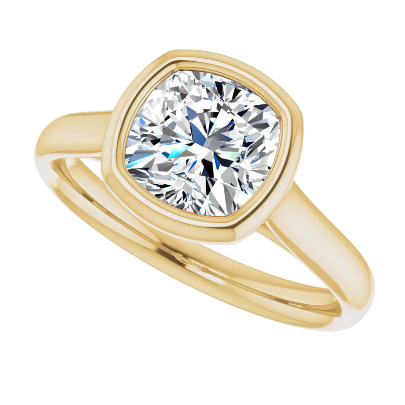 Cushion Moissanite Petite Bezel Solitaire