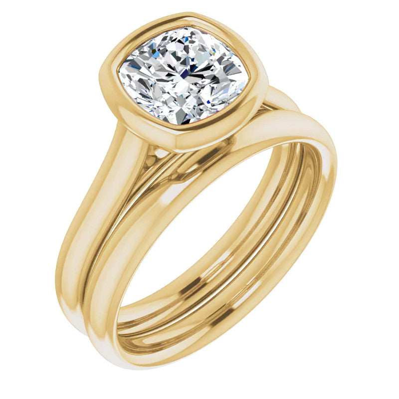 Cushion Moissanite Petite Bezel Solitaire