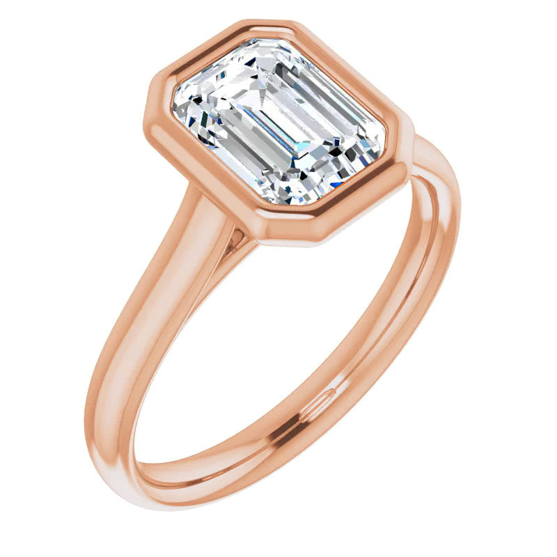 Emerald / Radiant Moissanite Petite Bezel Solitaire
