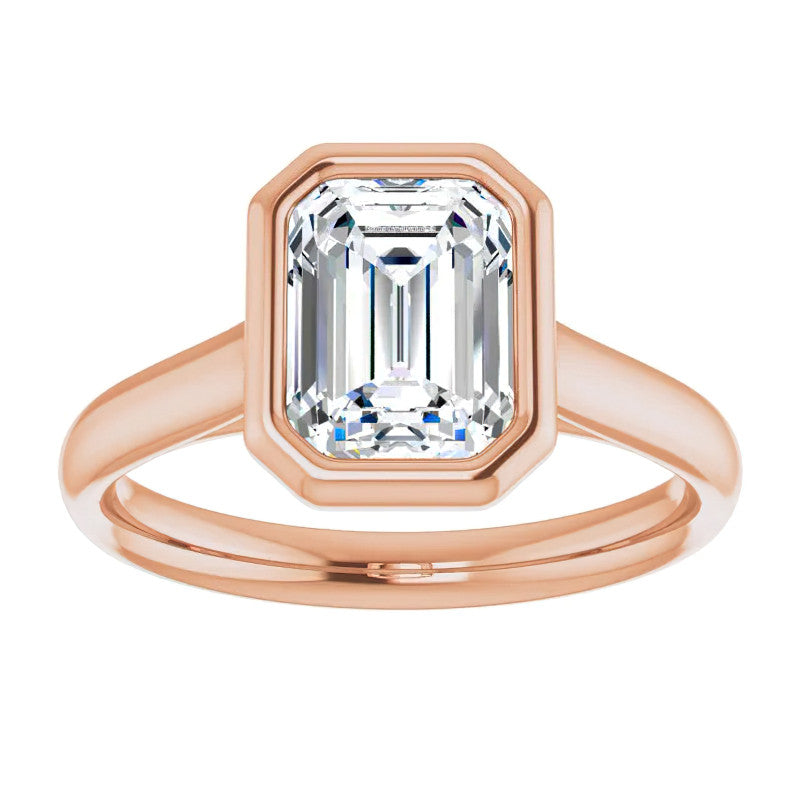 Emerald / Radiant Moissanite Petite Bezel Solitaire
