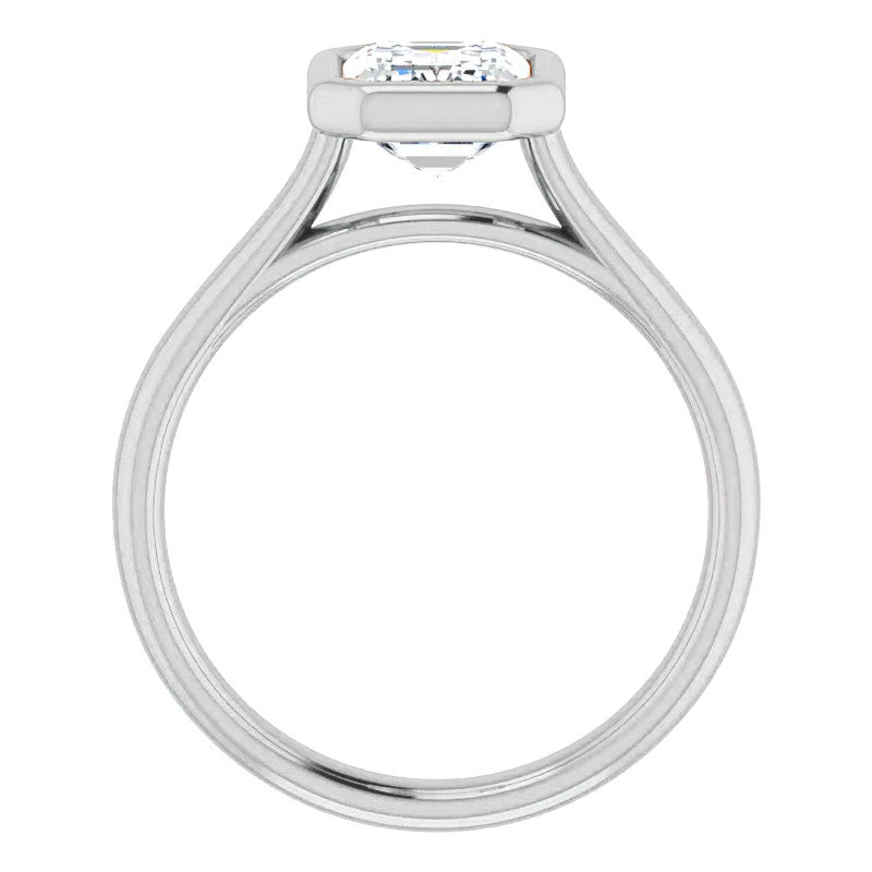 Emerald / Radiant Moissanite Petite Bezel Solitaire