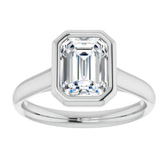 Emerald / Radiant Moissanite Petite Bezel Solitaire