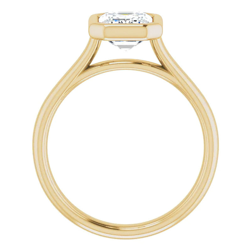 Emerald / Radiant Moissanite Petite Bezel Solitaire