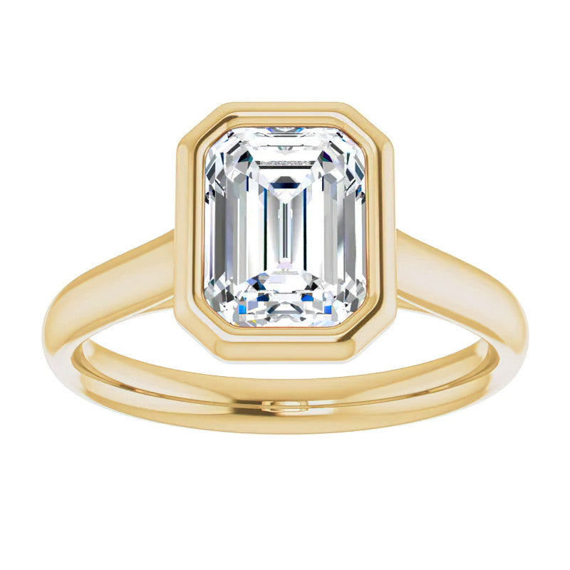 Emerald / Radiant Moissanite Petite Bezel Solitaire