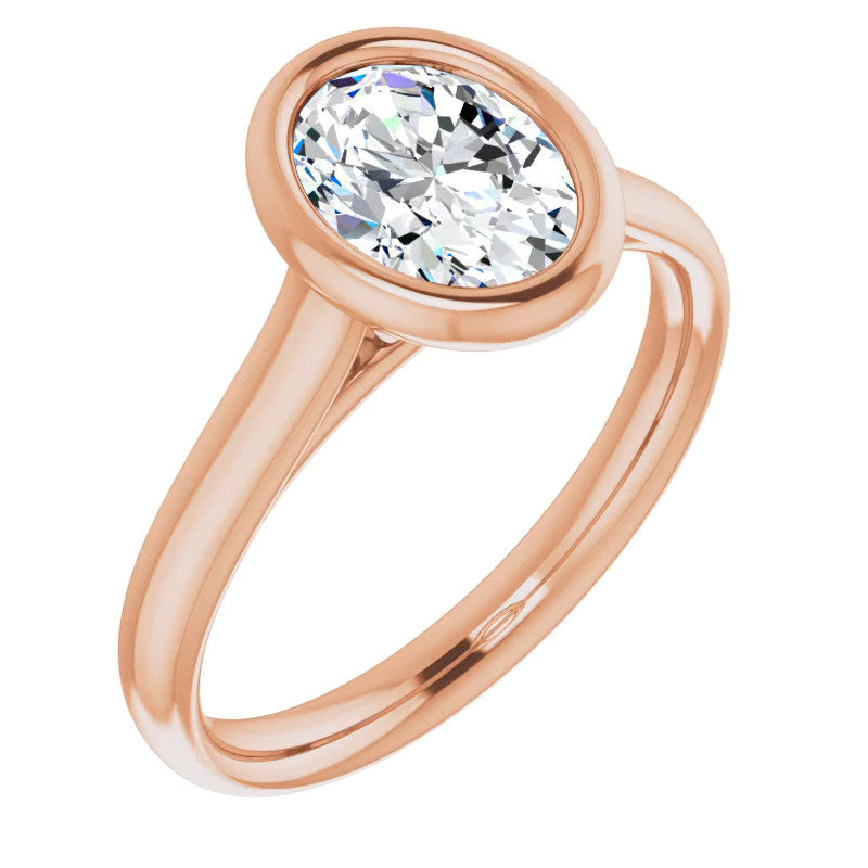 Oval Moissanite Petite Bezel Solitaire