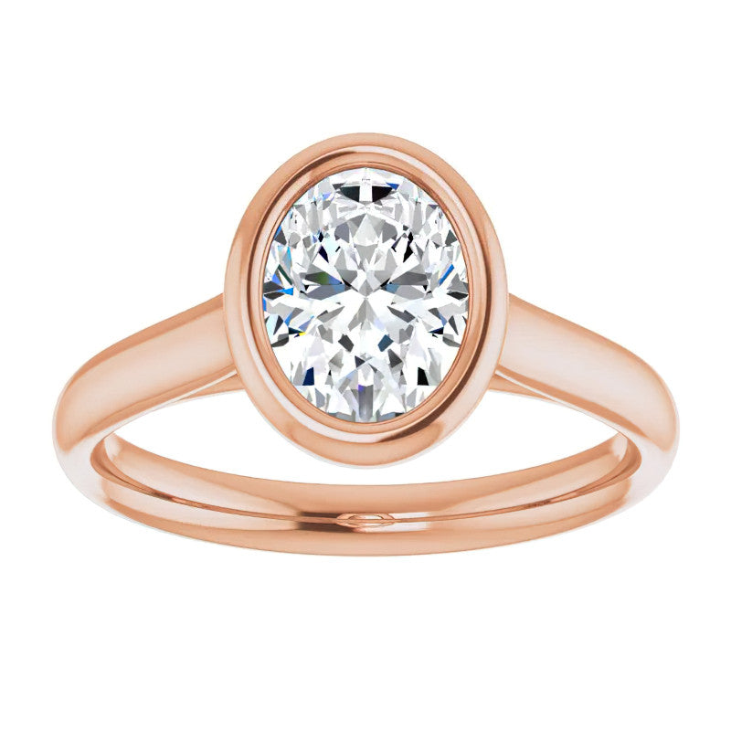 Oval Moissanite Petite Bezel Solitaire