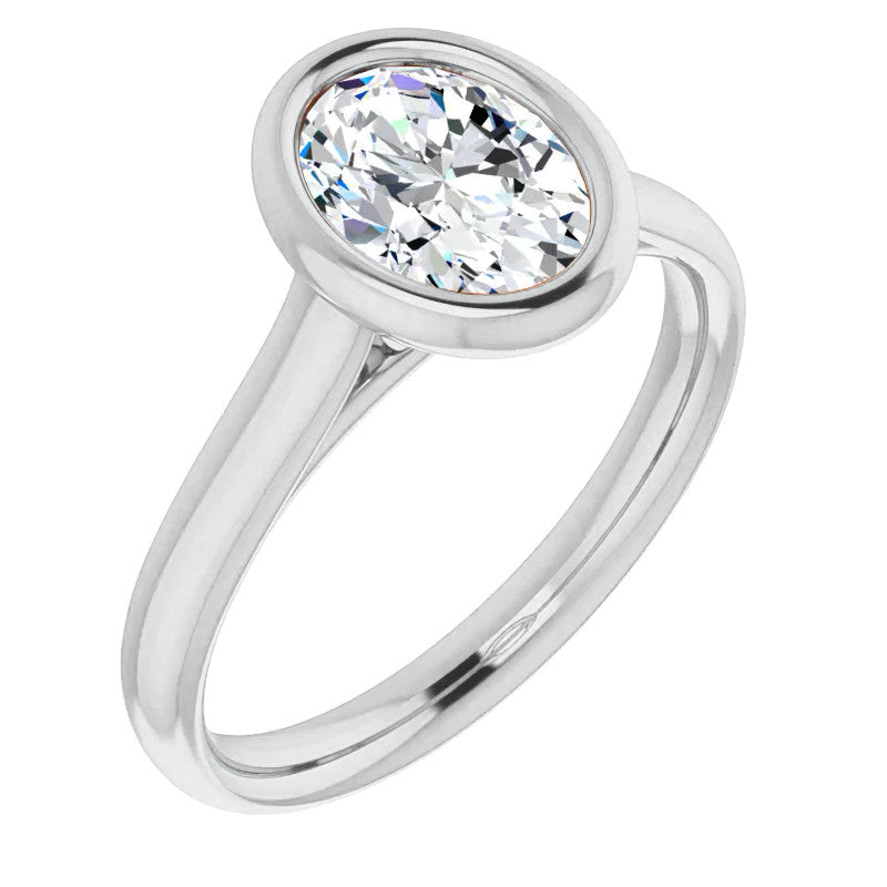 Oval Moissanite Petite Bezel Solitaire