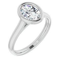 Oval Moissanite Petite Bezel Solitaire