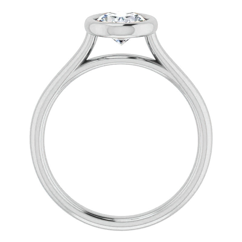 Oval Moissanite Petite Bezel Solitaire