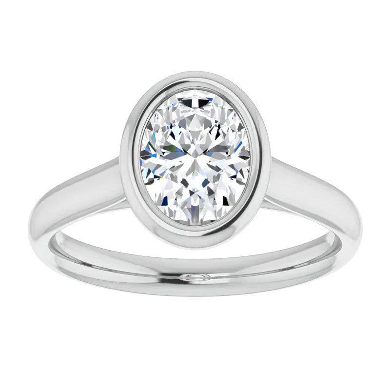 Oval Moissanite Petite Bezel Solitaire