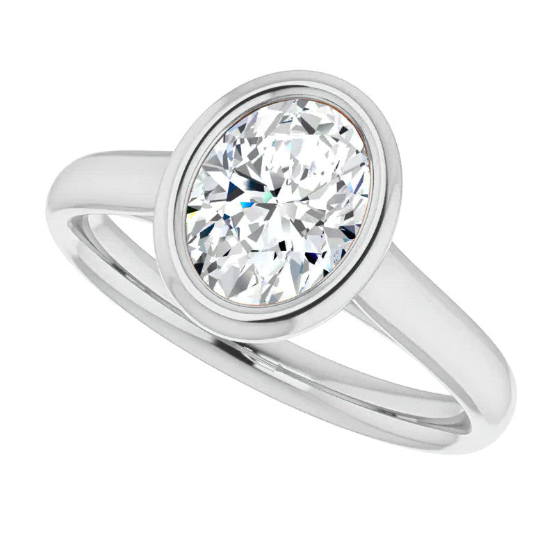 Oval Moissanite Petite Bezel Solitaire