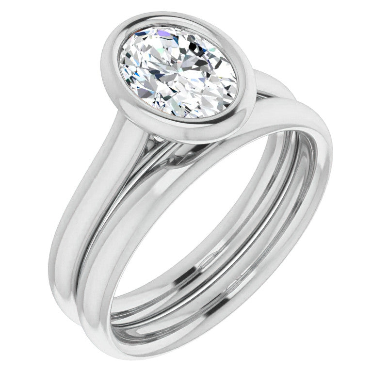 Oval Moissanite Petite Bezel Solitaire