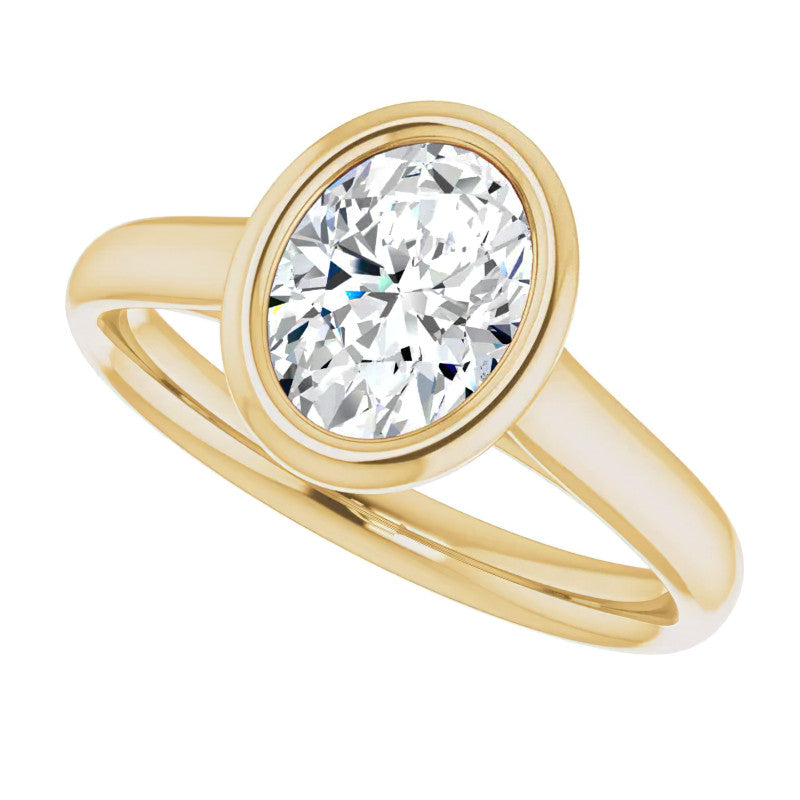 Oval Moissanite Petite Bezel Solitaire